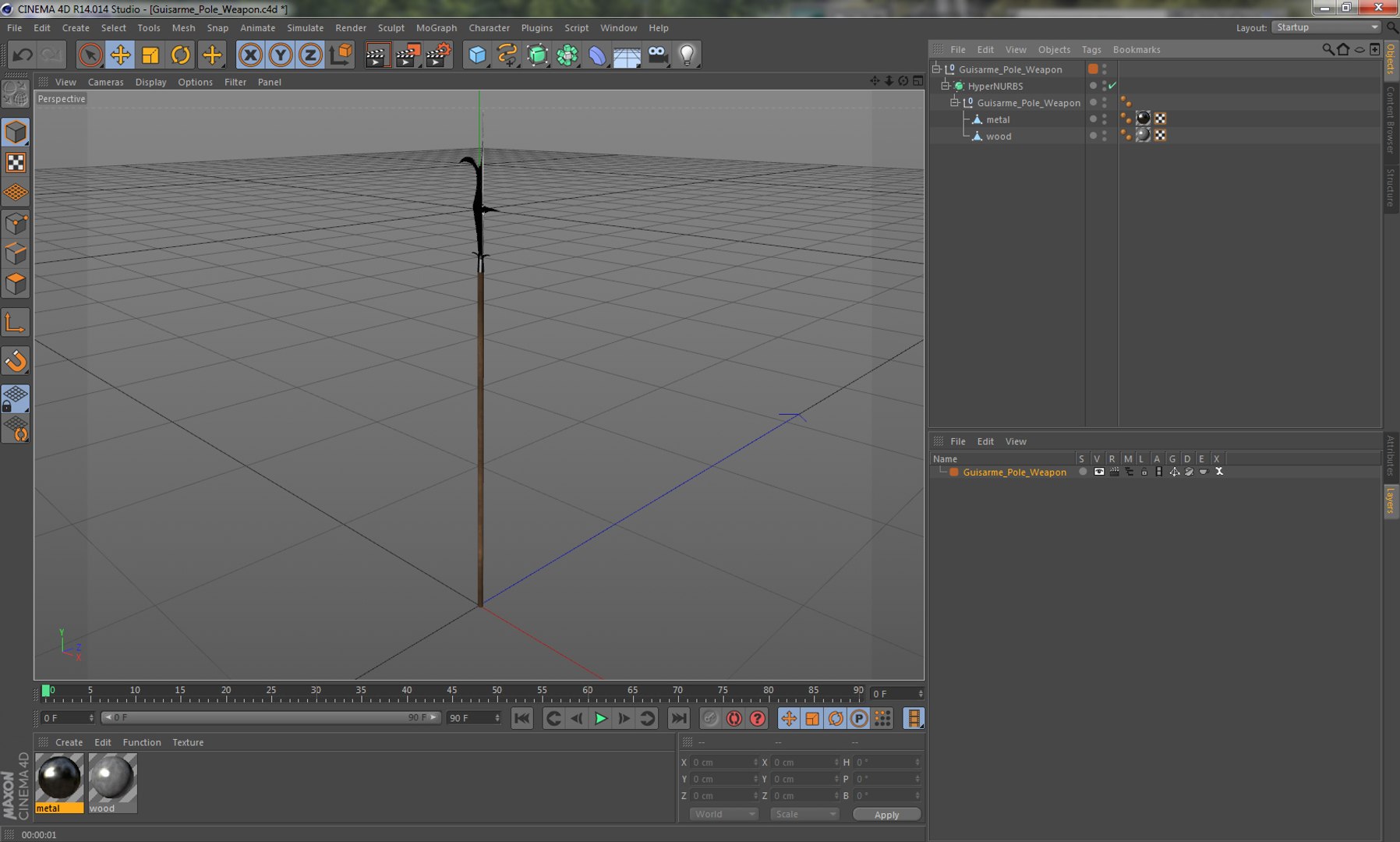 Guisarme Pole Weapon 3D model preview
