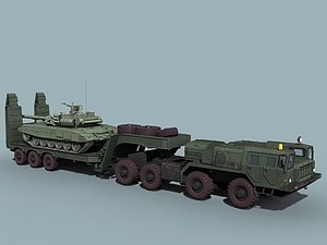 3d model russian t-90s transported maz-7410
