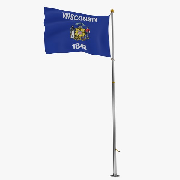 modelo 3d Bandera de asta de Wisconsin - TurboSquid 2284544
