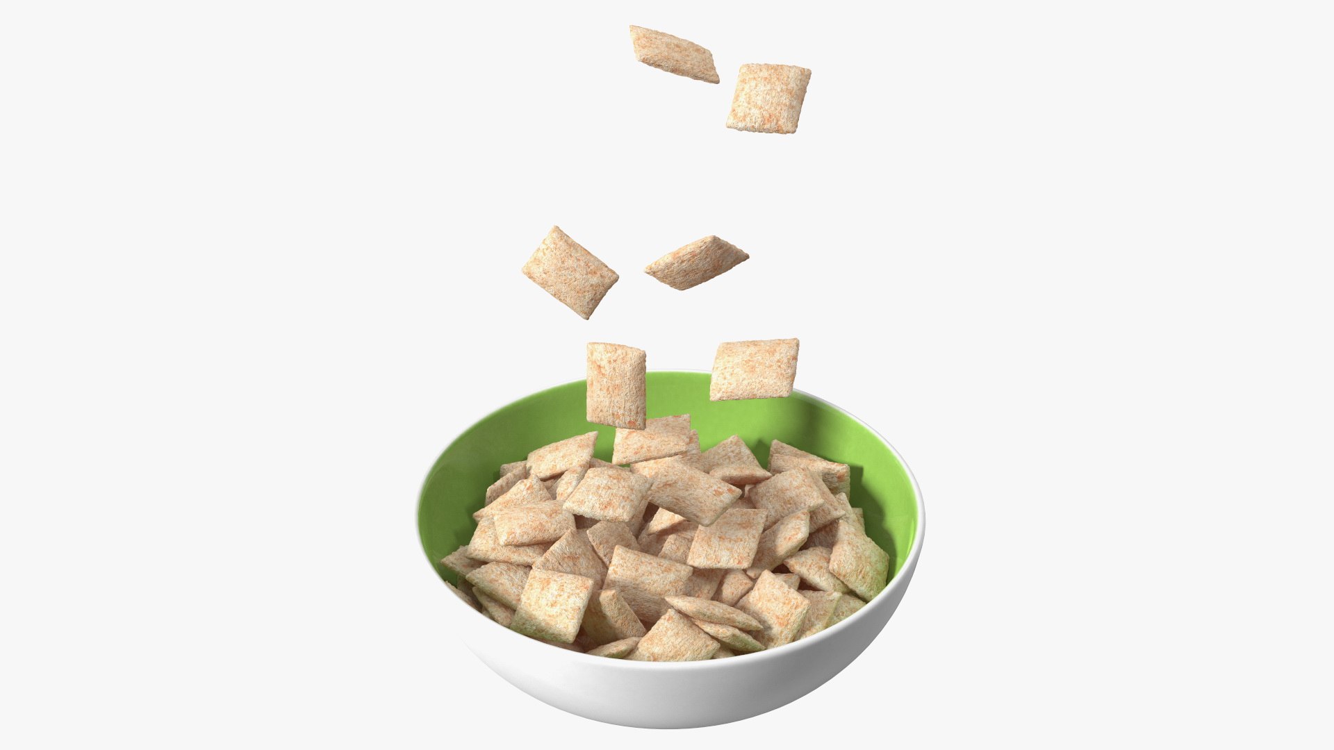 Breakfast Cereal Pads Falling into Bowl 3D model preview