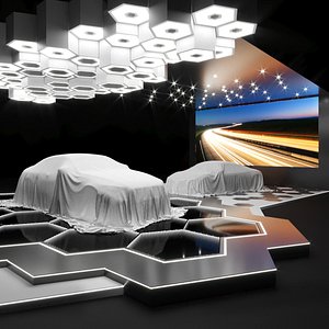 car exhibition interior scene 2022 3D model