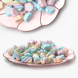 Porcelain Saucer with Colorful Marshmallows