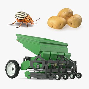 3D Rigged Colorado Potato Beetle with Potato Collection