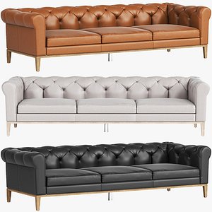 Restoration hardware Italia Leather Chesterfield 3-Cushion Sofa 3D model