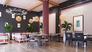 3D modern cafe restaurant