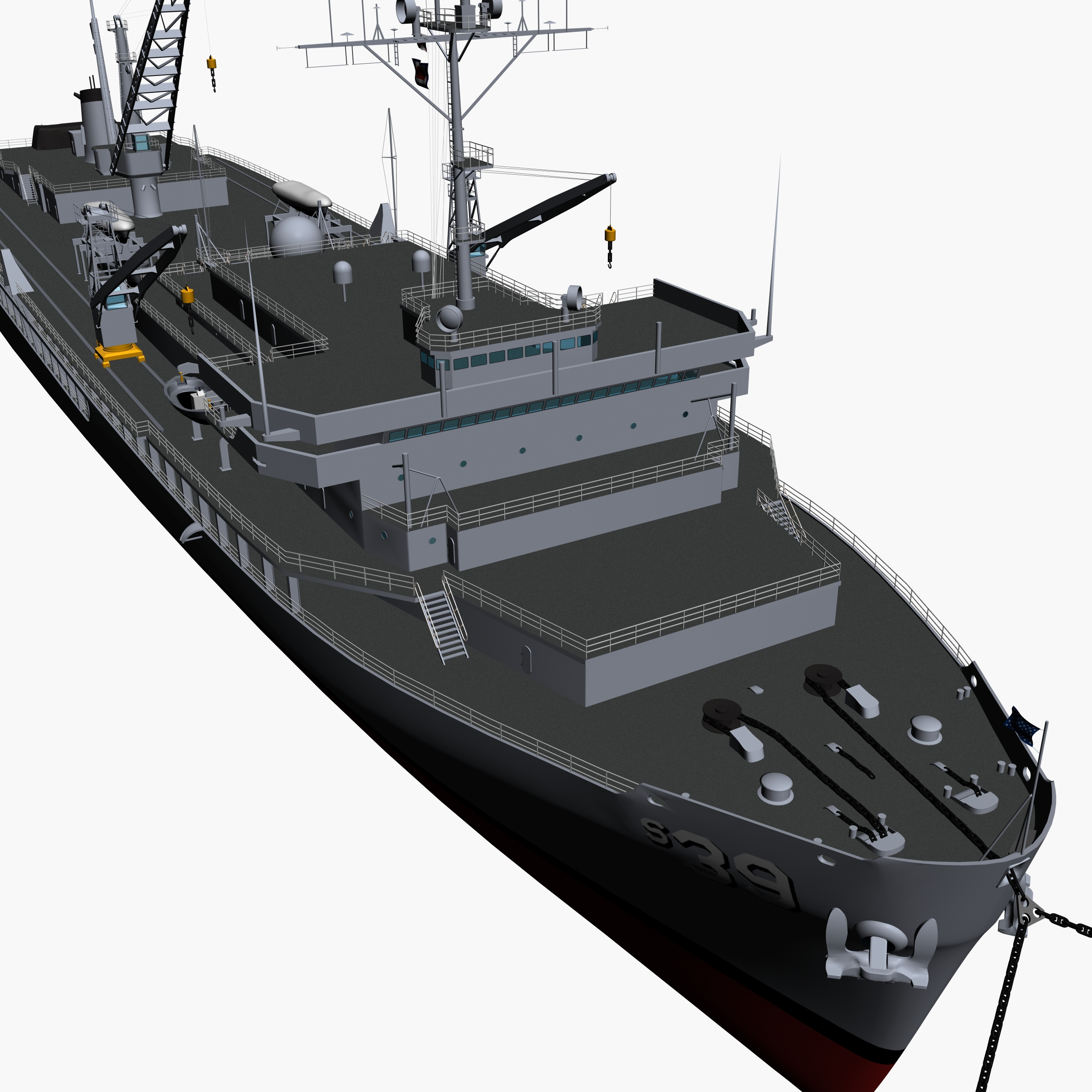 navy submarine tender vessels 3d model