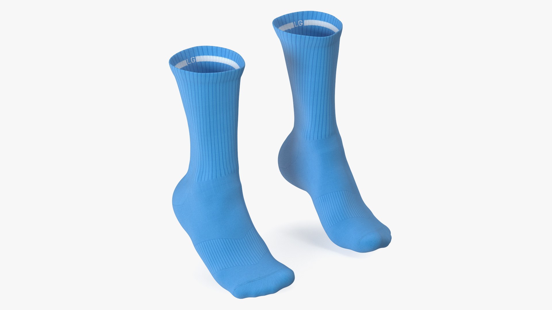 Long Socks Nike Blue On Foot Standing Toes 3D model preview