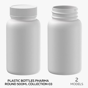 Plastic Bottles Pharma Round 500ml Collection 03 - 2 models 3D