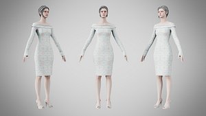 Dress 11 Aqua Meadow Mosaic 3D model