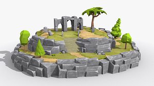 3D Island cartoon x8 Low-poly 3D model