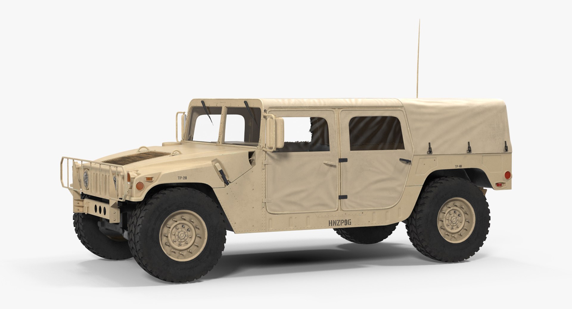 Soft top Troop Carrier HMMWV m1035 Desert 3D model preview
