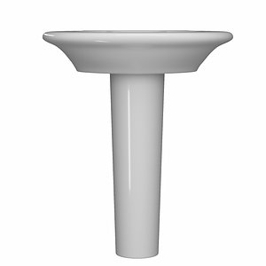 3D pedestal half wash basin model