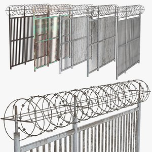 3D Barbed Wire Fence v5
