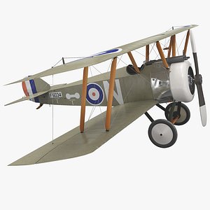 british wwi biplane fighter 3d model