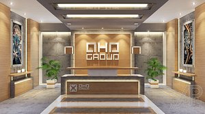 3d contemporary office reception lobby model