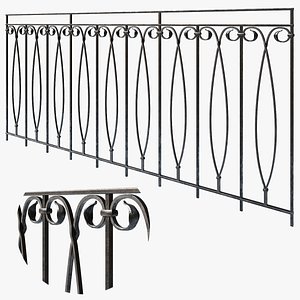 Forged railing with foliage 3D model