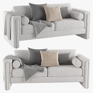 3D Visible White Boucle Fabric Sofa model
