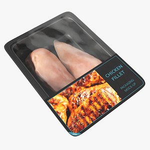 3D model Chicken fillet raw in packaging