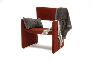 Velvet Easy Armchair 3D