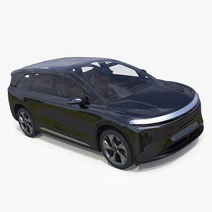 Modern Electric SUV Black Lights Off 3D model