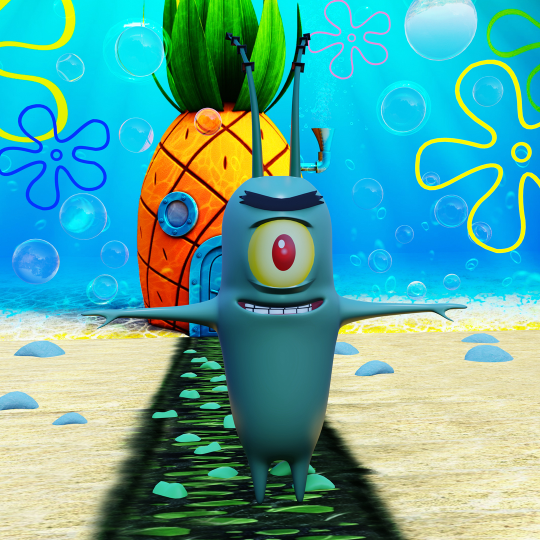 3D Model Plankton From Spongebob Squarepants - Rigged PBR Low-poly 3D Model  - TurboSquid 2067885