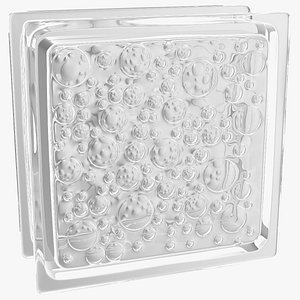 3D Clear Bubbles Glass Block model