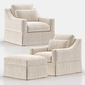 York Slope Arm Slipcovered Armchair with Ottoman