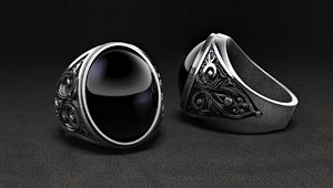 jewellery mens ring stone 3D