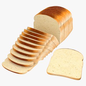 3D model sliced bread toast loose