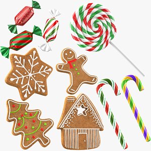 Detailed Christmas Cookies And Candy 3D model