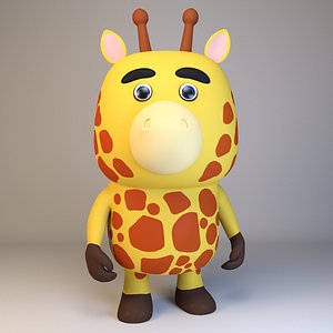 Cartoonish Humanoid Giraffe Character Low-poly 3D model 3D model