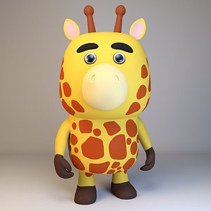 Cartoonish Humanoid Giraffe Character Low-poly