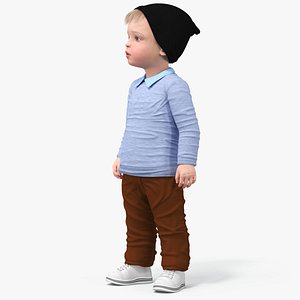 3D Child in Fall Clothes Standing Pose