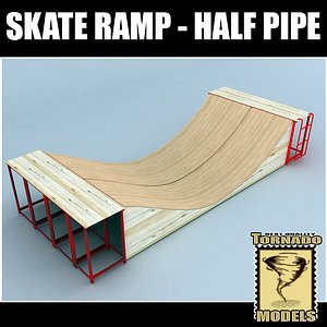 3d model skate ramp - half pipe