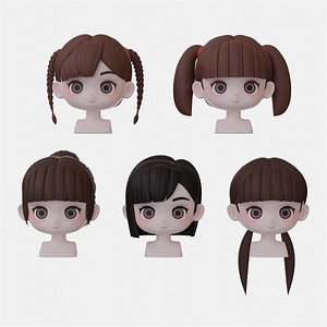 Female Hair Style Set 03 3D model