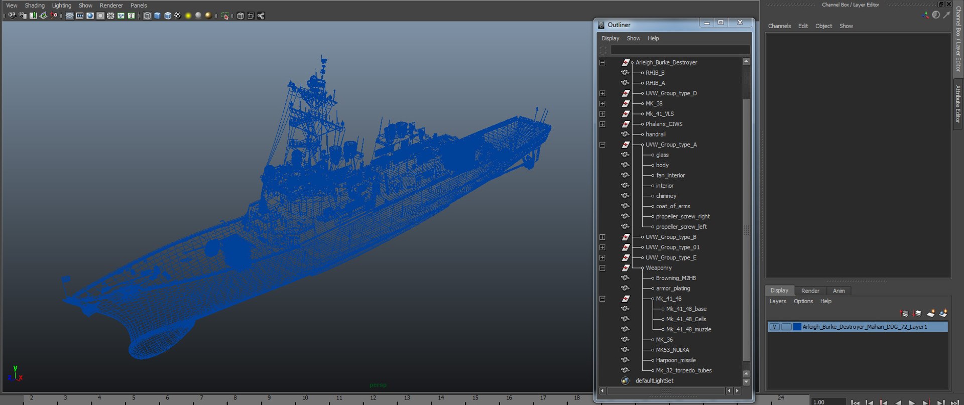 Arleigh Burke Destroyer Mahan DDG-72 3D model preview