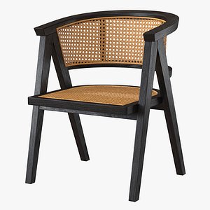 3D Black A-shaped design wooden rattan chair model