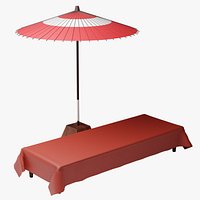 Japanese Umbrella and Bench