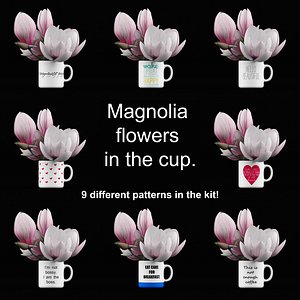 magnolia flowers cup 3d max
