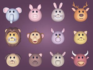 Animals Head Smiley Pack