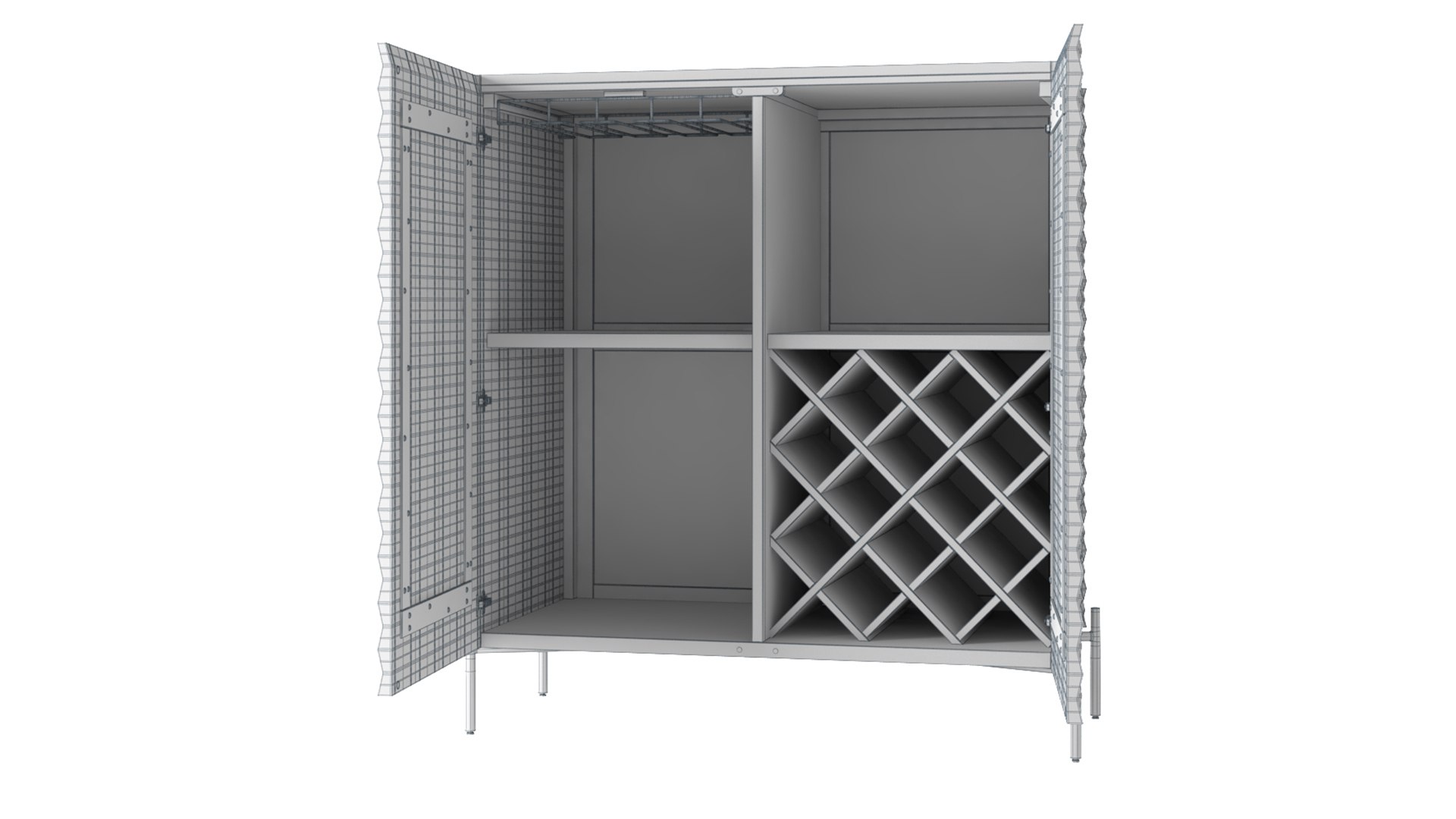 Crate And Barrel Raffael Carved Wood Bar 3D Model TurboSquid