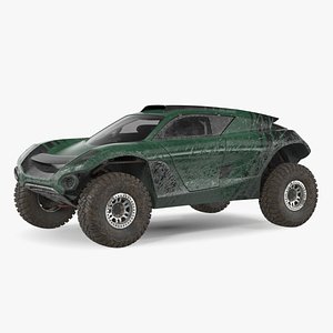 Off Road Racing Electric SUV Dirty Rigged 3D