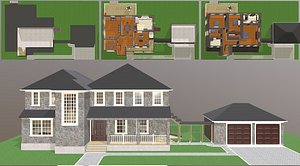 3D Furnished suburban house