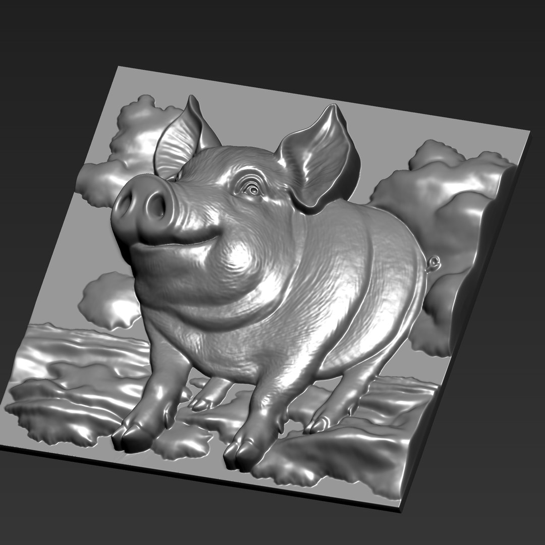 Pig Bas-relief 3D - TurboSquid 2436183