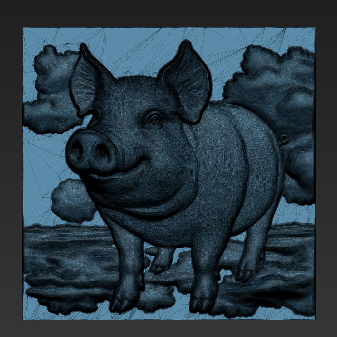 Pig Bas-relief 3D - TurboSquid 2436183