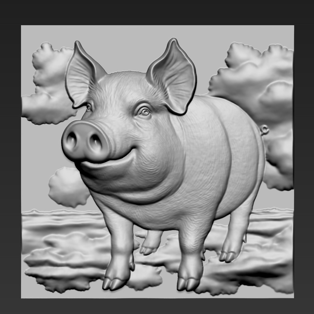 Pig Bas-relief 3D - TurboSquid 2436183