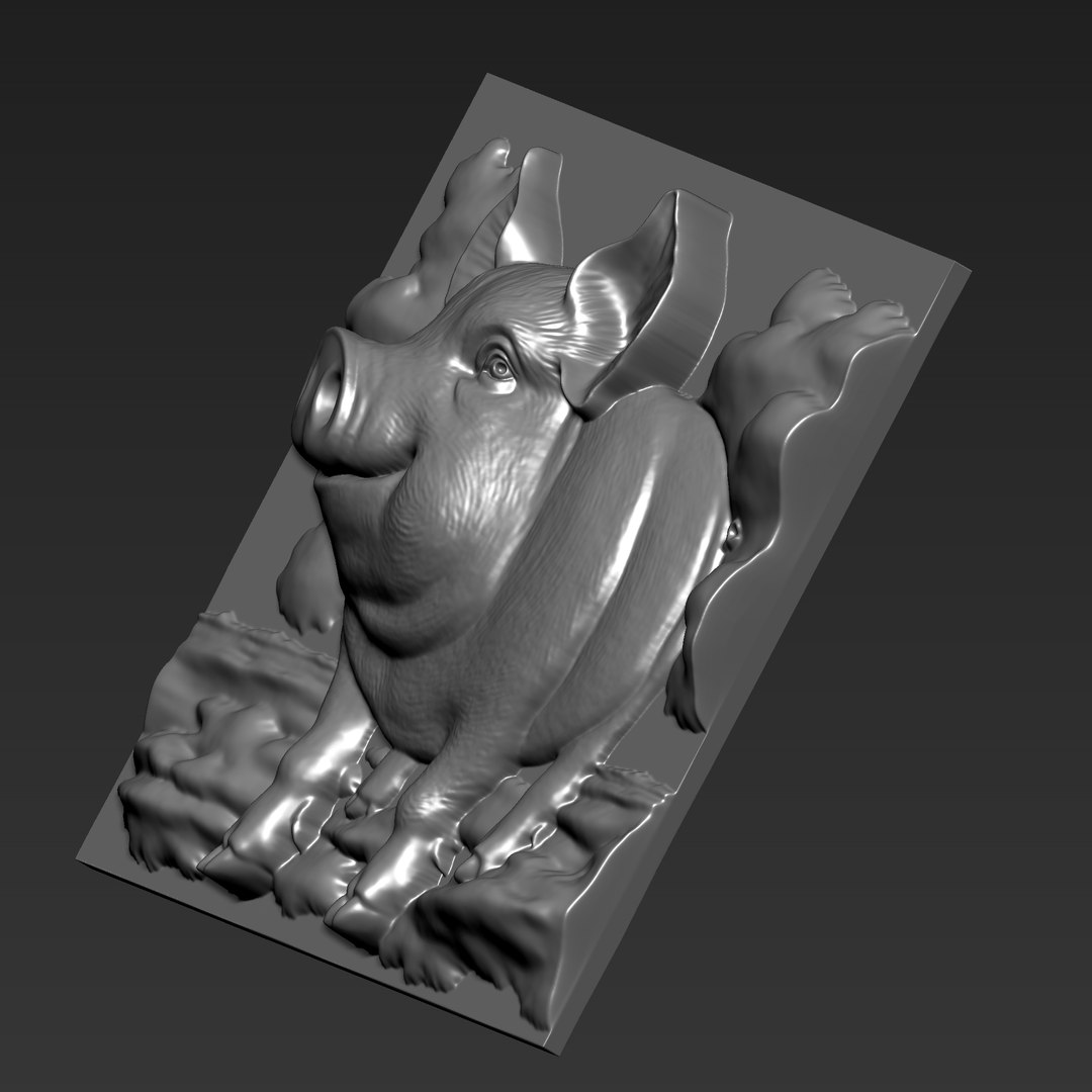 Pig Bas-relief 3D - TurboSquid 2436183