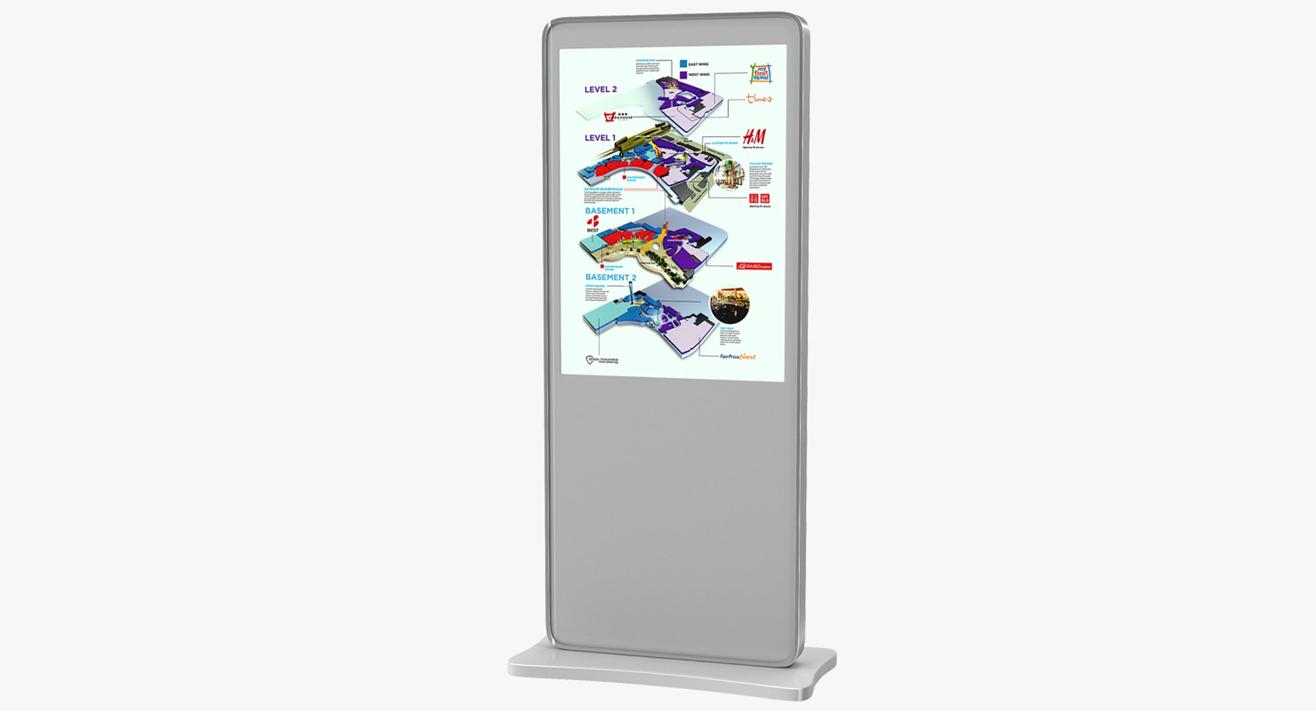 Digital Information Kiosk White 3D model preview