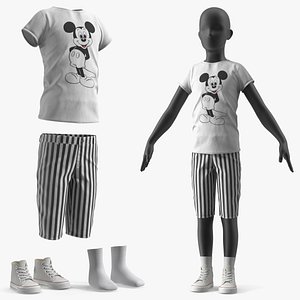 3D Disney Kids Boys Outfit on Mannequin White Black model