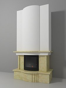 3d model modern fireplace